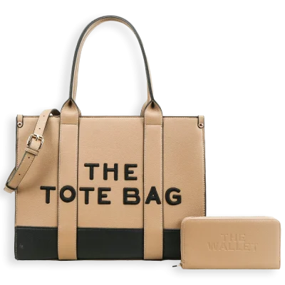 2pc The Leather Tote Bag with Wallet