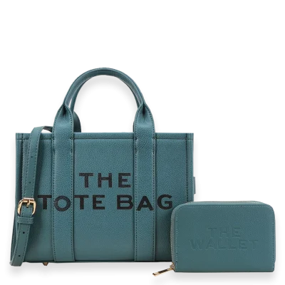 2pc The Medium Tote Bag with Wallet *PU Leather*