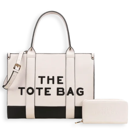 2pc The Leather Tote Bag with Wallet