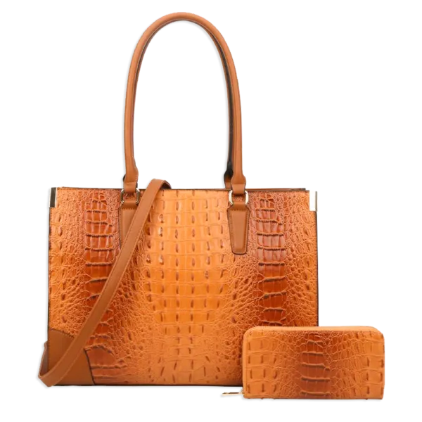 2pc Croc Satchel with Wallet