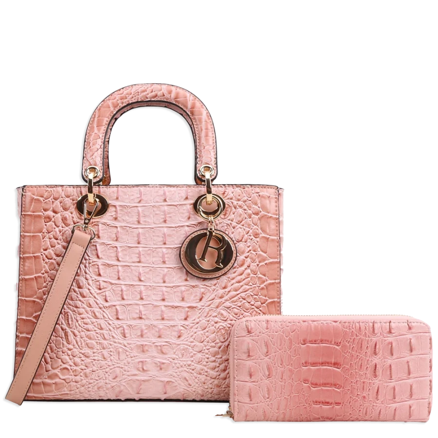 2pc Croc Lady Bag with Wallet