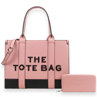 2pc The Leather Tote Bag with Wallet