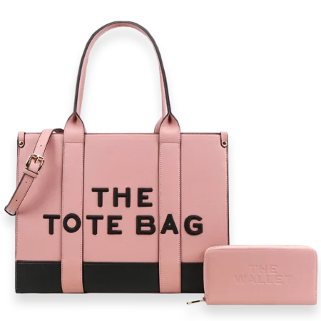 2pc The Leather Tote Bag with Wallet