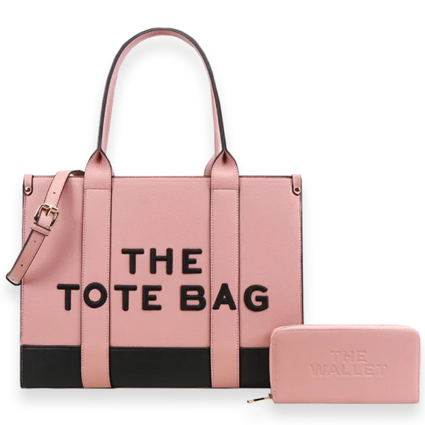 2pc The Leather Tote Bag with Wallet