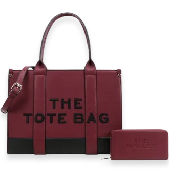 2pc The Leather Tote Bag with Wallet
