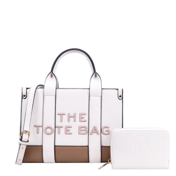 2pc The Medium Leather Tote with Wallet *2 Tone*