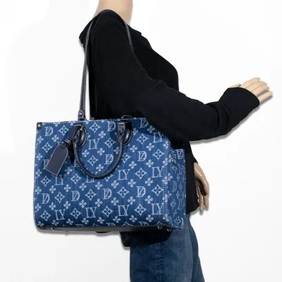 2pc Denim Spade Tote with Wallet