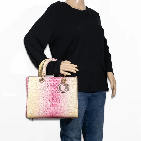 2pc 2 Tone Croc Bag with Wallet